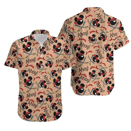 Discover Mouse Pirate Symbol Aloha Hawaiian Shirt