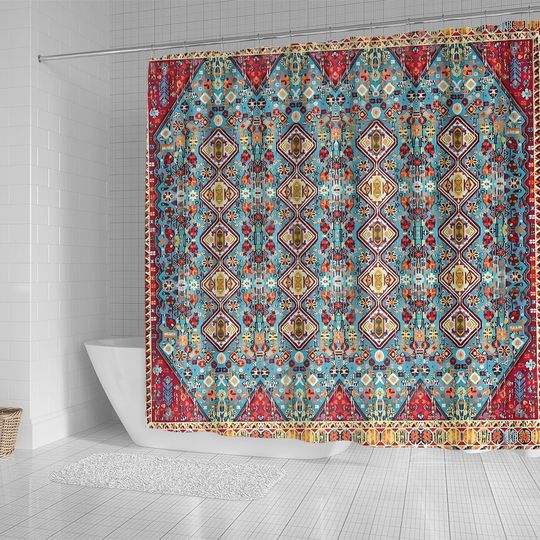 Discover Bohemian Heritage: Colorful Moroccan Texture Art Shower Curtain
