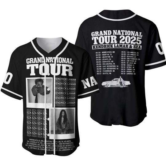 Discover Kendrick Lamar Sza Grand National Tour 2025 Baseball Jersey