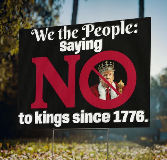 Discover No kings Yard sign anti Trump sign