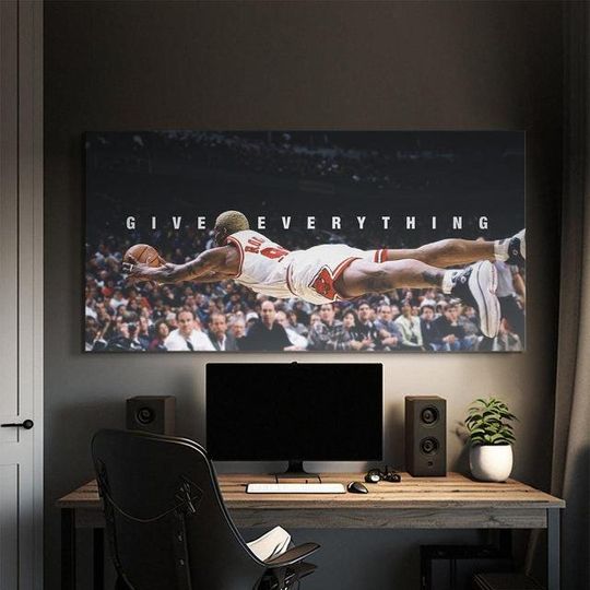 Discover Give Everything Dennis Rodman Motivational Quote Basketball Painting Wall Poster