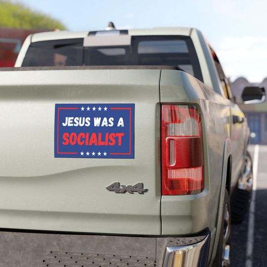 Discover Jesus was a Socialist Car Magnet - Political Statement Decals, Protest Resist, Gift for Activists, Bumper Sticker Alternative