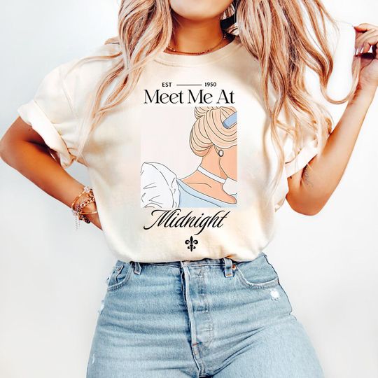 Discover Meet me at Midnight Comfort Colors Shirt, Cinde Inspired Shirt, Magical Parks Shirt