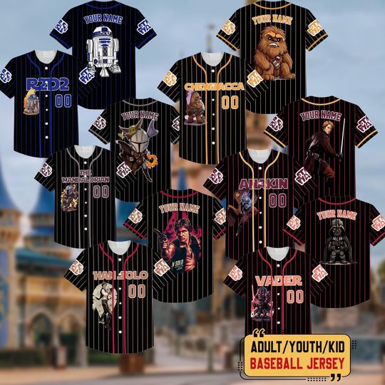 Discover Custom Starr Warss Collection Striped Black Color Baseball Jersey