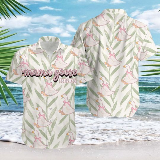 Discover Floral Mama Goose Hawaii Shirt, Mini Goose Hawaii, Mama Hawaii, Grandma Goose Hawaii, Silly Goose Lover for Mothers day, Summer Hawaii Shirt