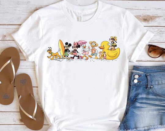 Discover Disneyyy Mickeyy and Friends Summer Vibes Shirt, Disneyyy Beach Vacation Tee