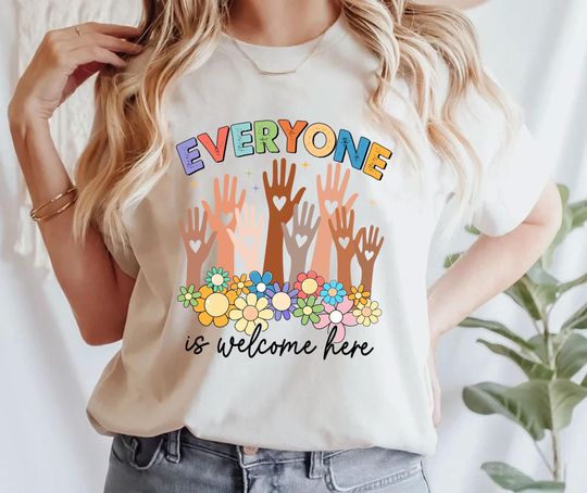 Discover Everyone Is Welcome Here Idaho Teacher Shirt