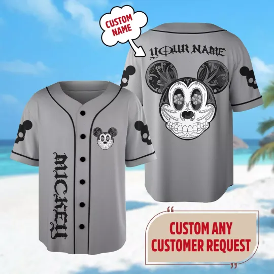 Discover Personalized Horror Mickeyy mouse Head Team Baseball Jersey Shirt