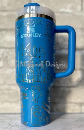 Discover Engraved tumbler, Blue dog tumbler, 40oz tumbler
