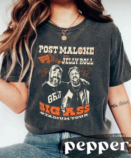 Discover Post Malone Jelly Roll Concert Tour Shirt Posty Beautifully Broken Rapper