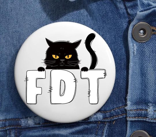 Discover FDT Black Cat Anti Trump Pin Button, Angry Cat Resist Pin Button