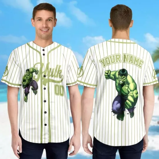 Discover Personalized The Incredible Hulk Giant Green Superhero Baseball Jersey Shirt