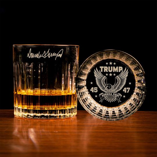 Discover Engraved Trump Signature Crystal Glass, Trump 45 47 on Rock Glass