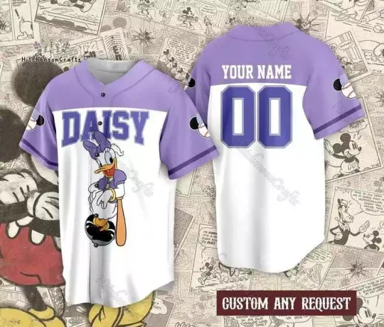 Discover Personalized Daisy Duckk Playing Baseball Game Day Baseball Jersey Shirt