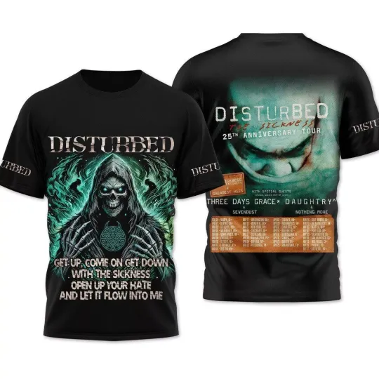 Discover Disturbed Get Up Come On Get Down With The Sickness 3D T-Shirt
