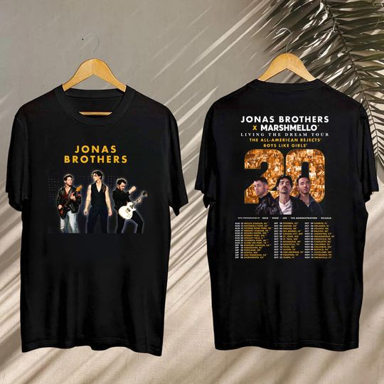 Discover 2025 Jonas Brothers Living The Dream Tour Shirt, Marshmello 2025 Tour