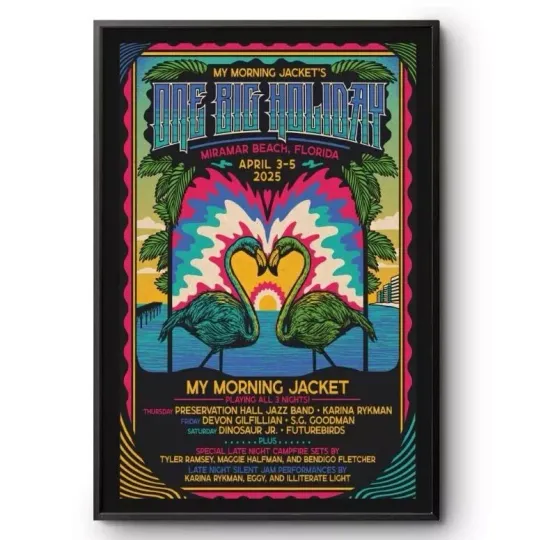 Discover NEW My Morning Jacket One Big Holiday Miramar Beach April 3-5 2025 Tour Poster