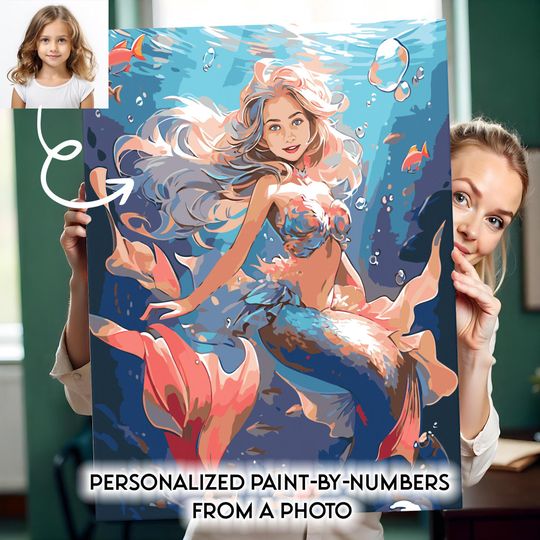 Discover Custom Mermaid Paint by Numbers | Personalized Painting from Your Photo