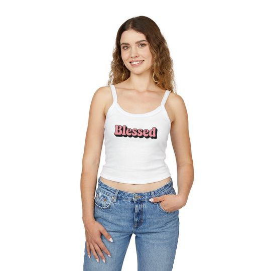 Discover Blessed Women's Spaghetti Strap Tank Top, Cute Summer Top,