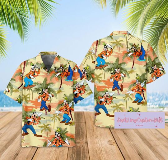 Discover Disneyyy goofyy Dog Hawaiian Shirt, goofyy Button Shirt, Tropical Shirt, Cartoon Summer