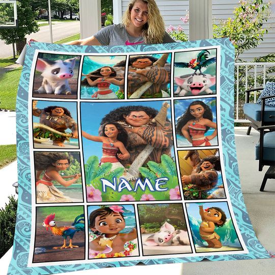 Discover Personalized Disneyyy moanaa Blanket, Custom Name Disneyyy Princess moanaa Birthday
