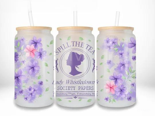 Discover Bridgerton purple flowers inspired  Glass Tumbler, Fan Gifts