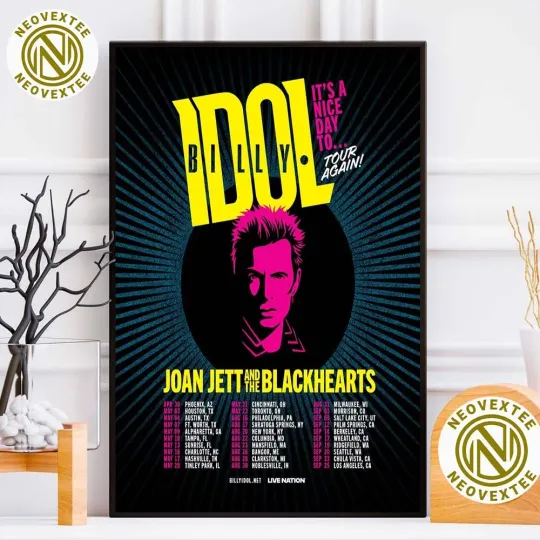 Discover Billy Idol It’s Nice Day To Tour 2025 With Joan Jett And The Blackhearts Poster