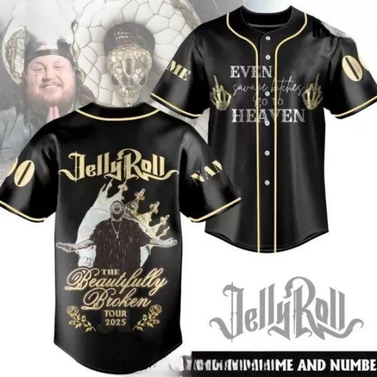 Discover Jelly Roll Beautifully Broken Tour 2025 Baseball Jersey