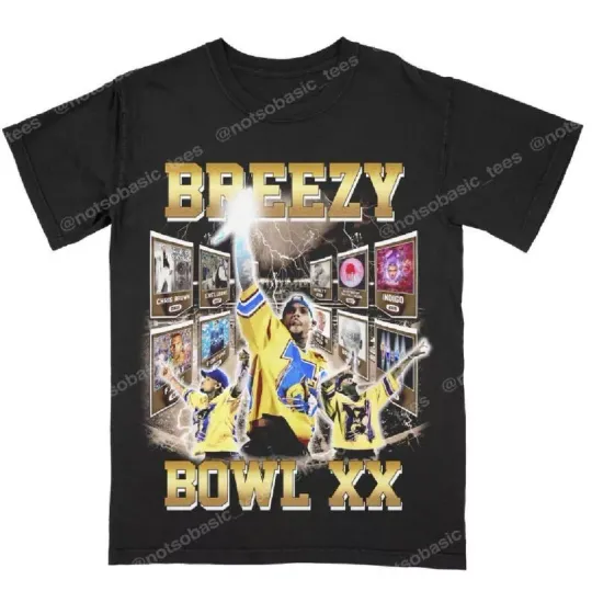 Discover Chris Brown Concert T-Shirt, Chris Brown 2025 Tour Breezy Bowl Xx, Gifts For Fan