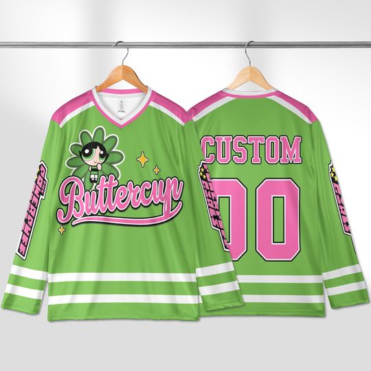 Discover Custom Buttercup The Powerpuff Girls Hockey Jersey, Disneyyy Buttercup Hockey Jersey