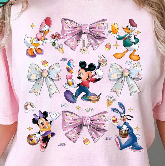 Discover Vintage Coquette Bows Disneyyy Easter Day 2025 Shirt, Mickeyy And Friends Easter Bunny