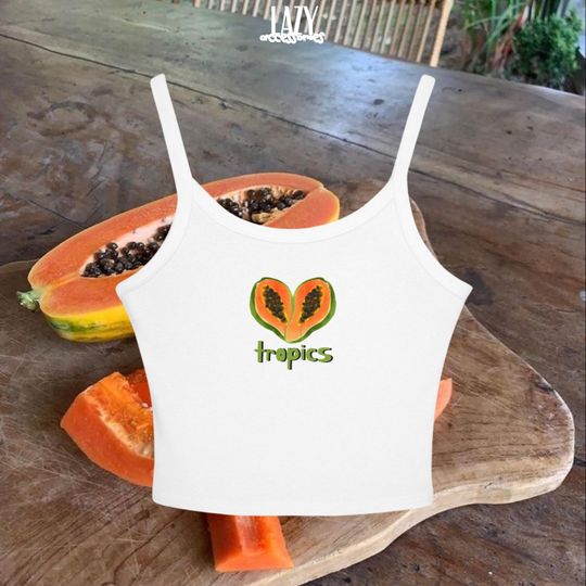 Discover Tropical Heart Papaya Spaghetti Strap Tank Top