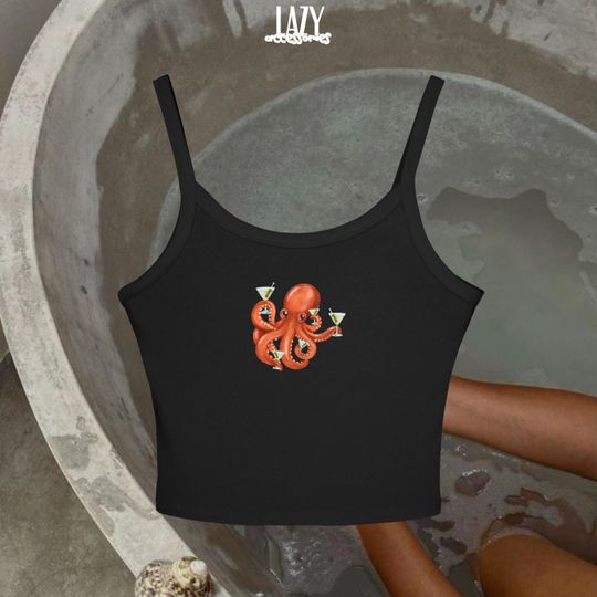 Discover Martini Lover Octopus Spaghetti Strap Tank Top, Gifts For Martini Lovers
