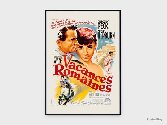 Discover Roman Holiday 1954 Movie Original Vintage Poster,  Audrey Hepburn Celebrity Hollywood Classic Cinema Movie