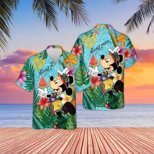 Discover Vacation Shirt with Mickeyy mouse Disneyyy Hawaiian Tropical Beach Shirt