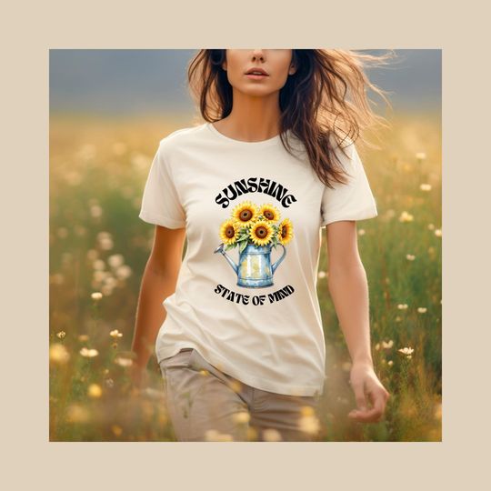 Discover Sunshine State Of Mind Unisex Jersey Tee, Feel Good Friday, Sunflowers, Vintage Flowers, Graphic T-shirt, Casual Top
