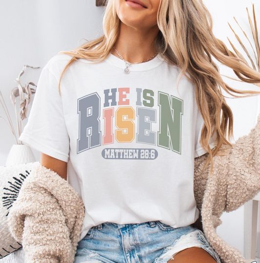 Discover He Is Risen Christian Cross Religious Shirt, Easter Gift