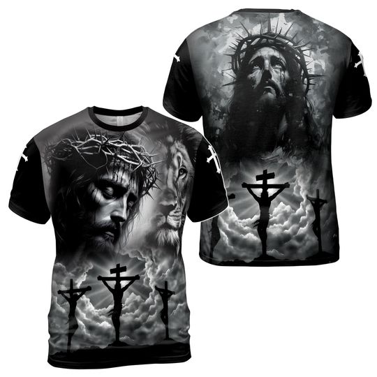 Discover Jesus Christ Good Friday Faith Love Hope Lion Men's T-shirt