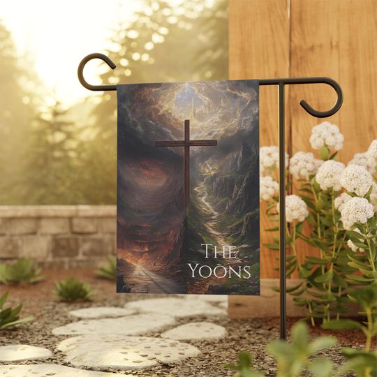 Discover Garden Banner with Cross, Religious Outdoor Decor, Garden Flag for Easter, Spiritual Christian Home Decoration
