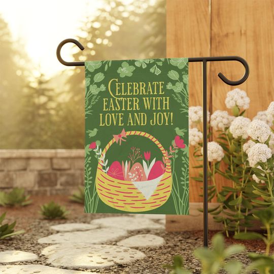 Discover Easter Garden Flag, Spring Outdoor Decor, Christian Floral Garden Flag