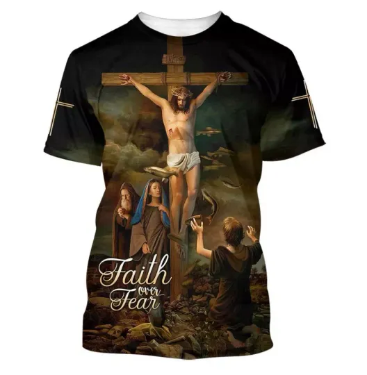 Discover Jesus On The Cross All Over Print 3D T Shirt For Men And Women