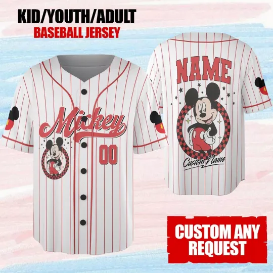 Discover Custom Mickeyy mouse Disneyyy Baseball Jersey Disneyyland