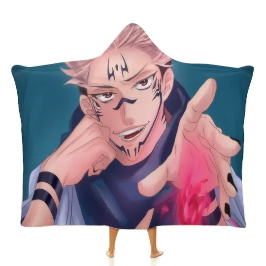 Discover Jujutsu Satoru Anime Soft Wearable Blanket Hoodie, Gift For Kids Adult For Sofa