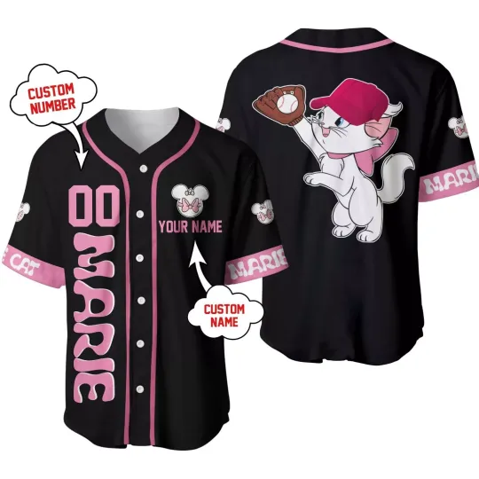Discover Marie Cat The Aristocatss Baseball Jersey Shirt Button Down Unisex Adults XS-5XL