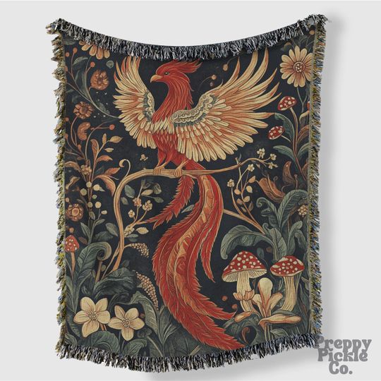 Discover Red Phoenix Woven Blanket, Fantasy Phoenix Lover Gift