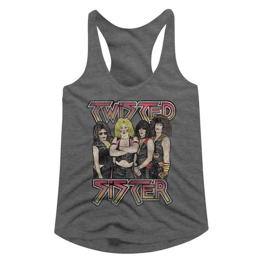 Discover Twisted Sister Twisted Sister Graphite Heather Junior Women's Racerback Tank Top