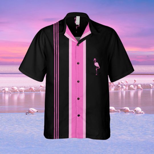 Discover Flamingo Button Down Shirt with Pocket, Flamingos Shirt