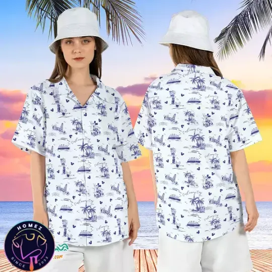 Discover Castaway Cay Tropical Mickeyy Friends Cruise Hawaiian Shirt Tee