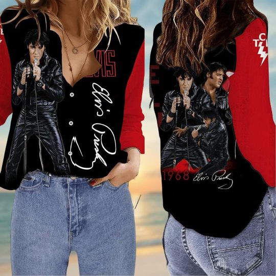 Discover Elvis Presley Linen, King Of Rock And Roll Blouse Women
