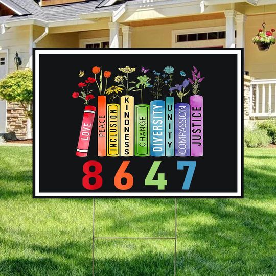 Discover Floral 8647 Yard Sign, Anti Trump Sign, Protest Sign, Resist Sign